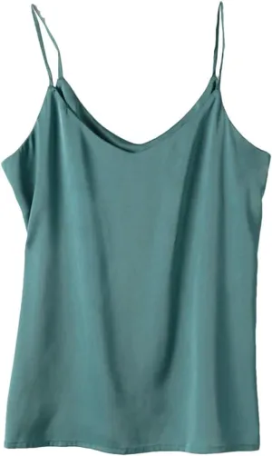 Women's Sleeveless Satin Silk Tank Tops for Women Trendy Summer V Neck Basic Camisole