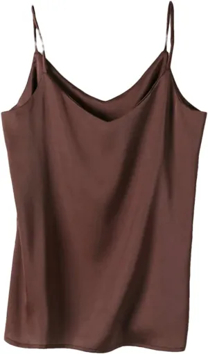 Women's Sleeveless Satin Silk Tank Tops for Women Trendy Summer V Neck Basic Camisole