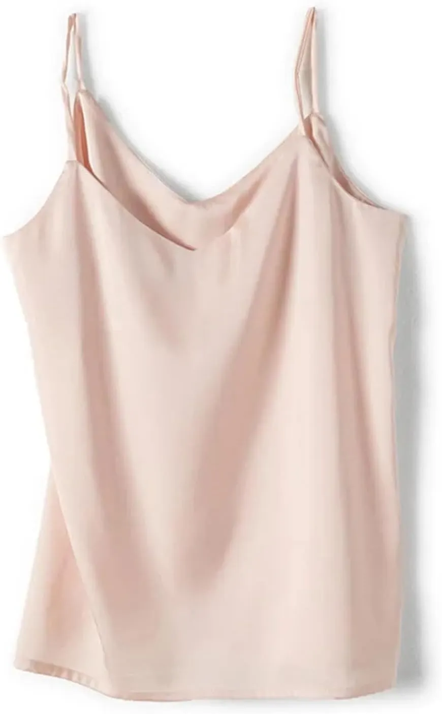 Women's Sleeveless Satin Silk Tank Tops for Women Trendy Summer V Neck Basic Camisole