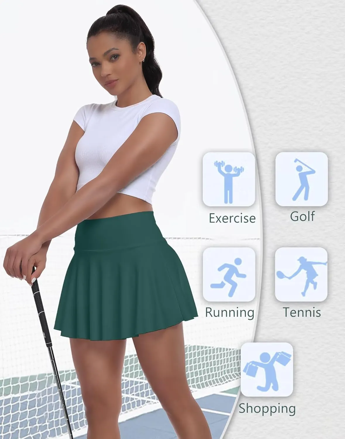 Womens Tennis Skirt with Built-in Shorts High Waisted Pleated Golf Skirts for Women Skater Uniform Cheer Skirt