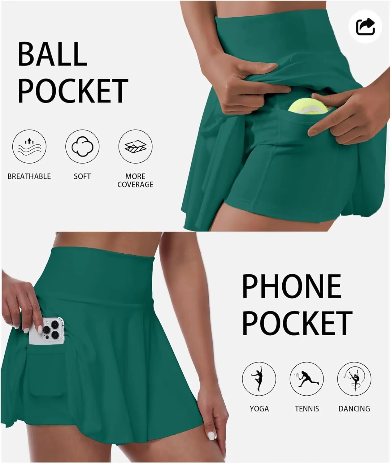 Womens Tennis Skirt with Built-in Shorts High Waisted Pleated Golf Skirts for Women Skater Uniform Cheer Skirt