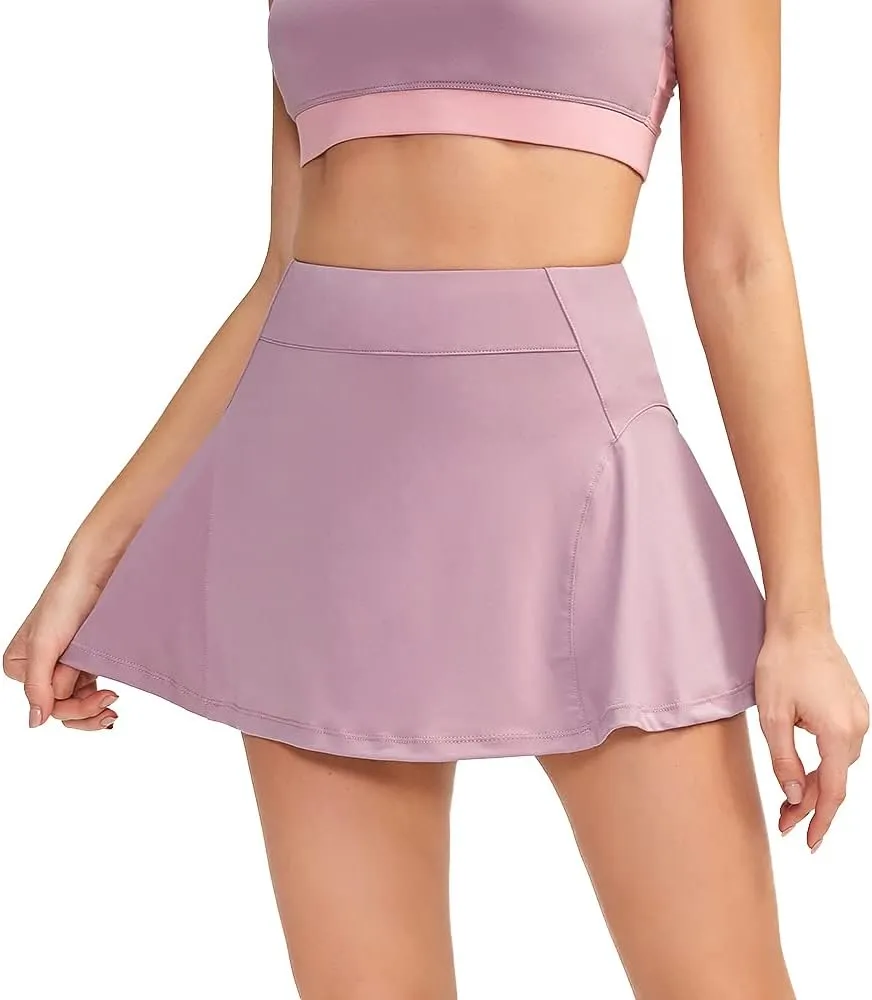 Women's Tennis Skirts 15" Golf Running Workout Athletic Skorts Built-in Shorts with Pockets