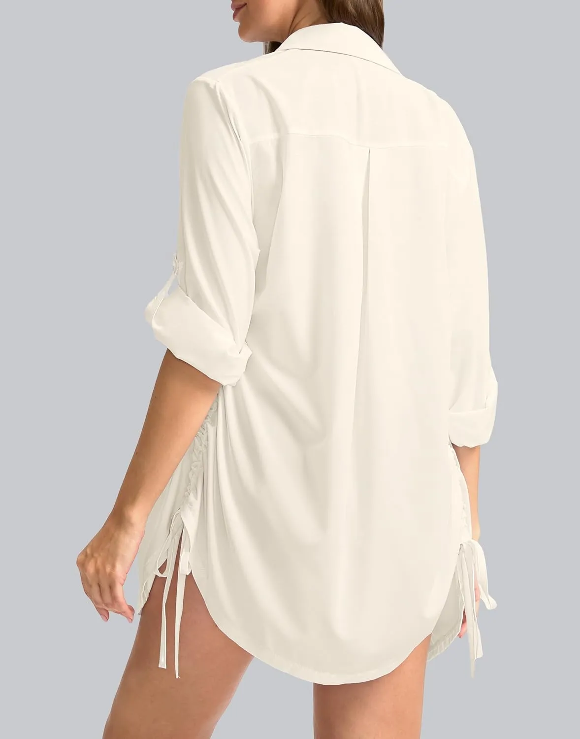 Women's UPF 50  Long Sleeve UV Sun Protection Shirts Fishing Hiking Button Down Dress Shirt Swim Cover Up for Women