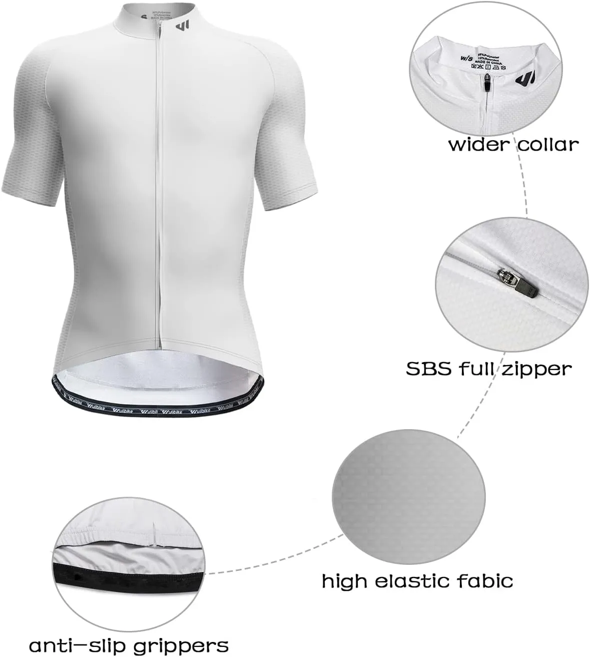 Wulibike Men's Cycling Jerseys Short Sleeve Bike Biking Shirts Full Zip with Pockets Road Bicycle Clothing