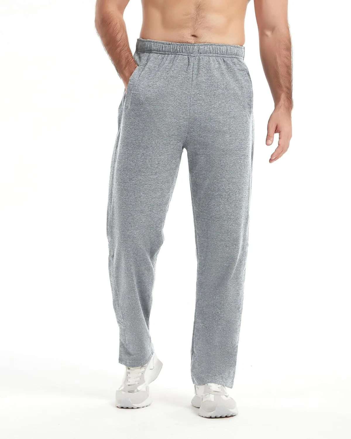 WZIKAI Men's Tear Away Pants Casual Side Snap Open Sweatpants Loose Fit Post Surgery Pants with Pockets