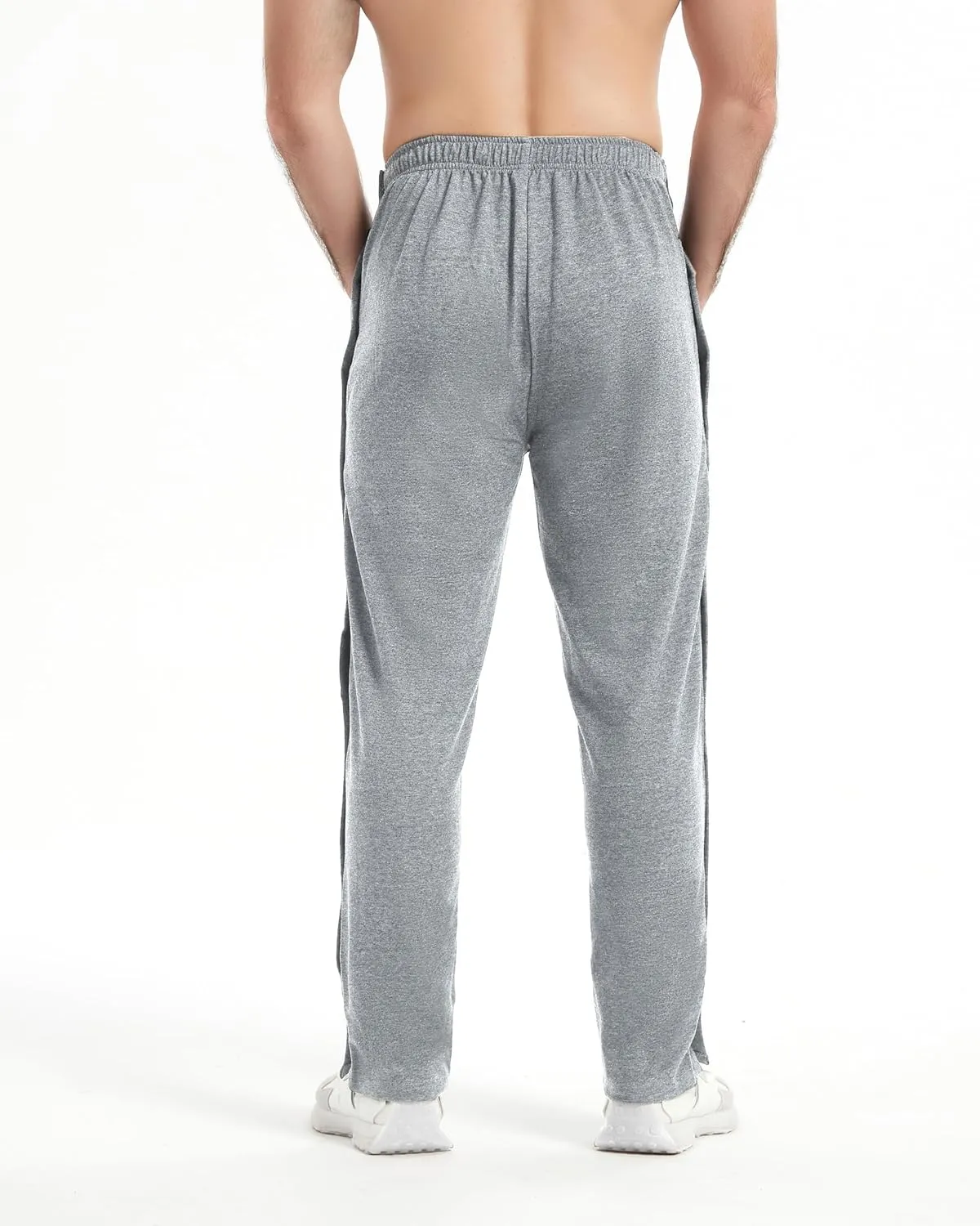 WZIKAI Men's Tear Away Pants Casual Side Snap Open Sweatpants Loose Fit Post Surgery Pants with Pockets