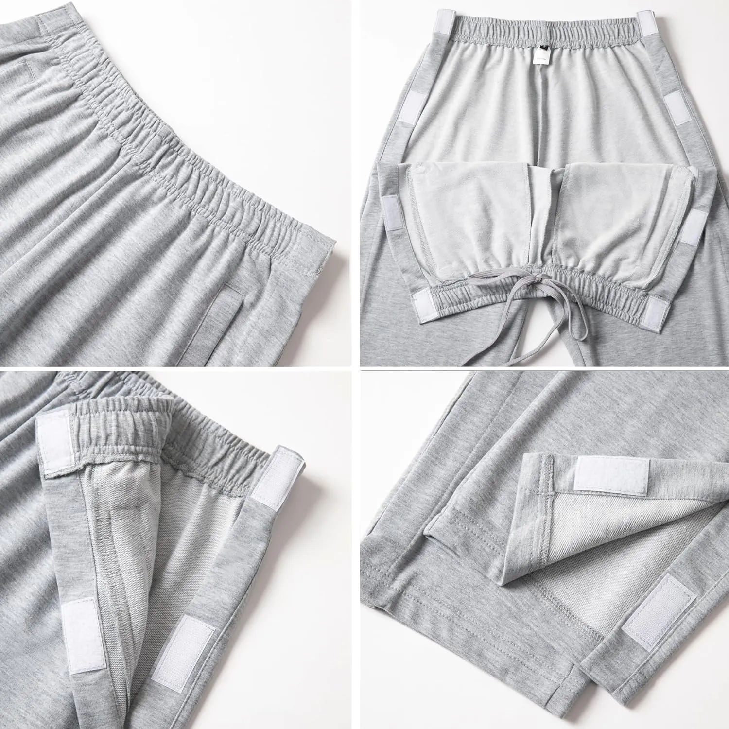 WZIKAI Men's Tear Away Pants Casual Side Snap Open Sweatpants Loose Fit Post Surgery Pants with Pockets
