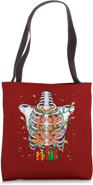 X-Ray Rib Cage Skeleton Gingerbreads Christmas Doctor Nurse Tote Bag
