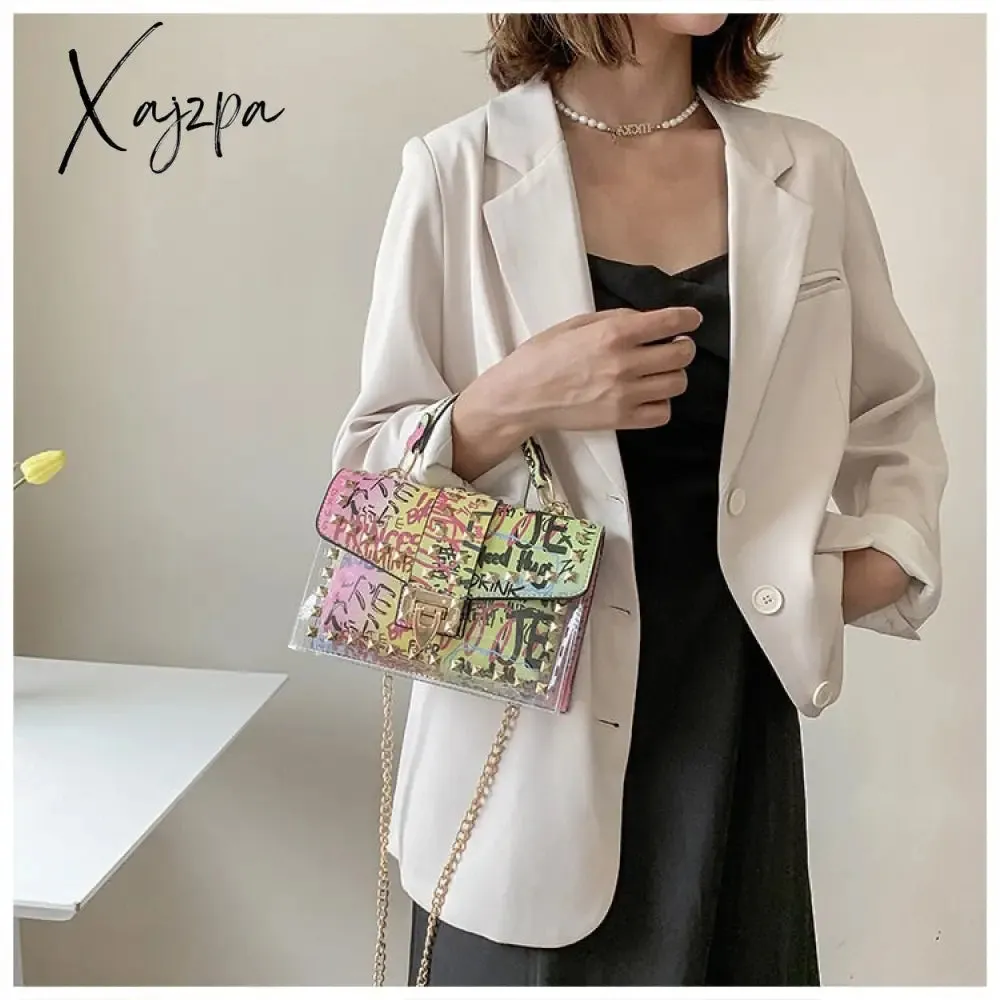 Xajzpa - Brand Women Studded Graffiti Crossbody Bags Fashion Shoulder Bag For Ladies Female Luxury Designer Handbags High Quality