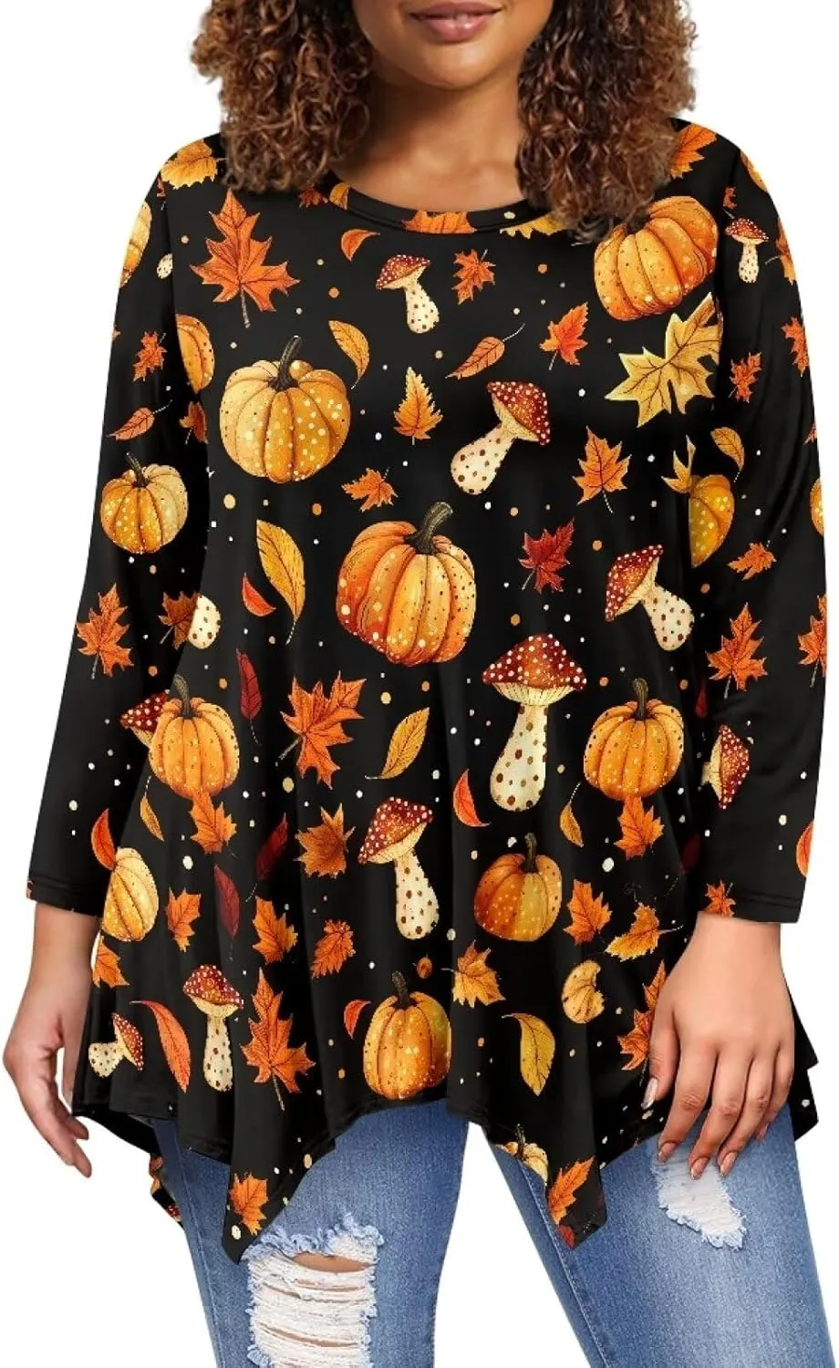 Ystardream Plus Size Long Sleeve Tops Women Suitable for Causal Daily