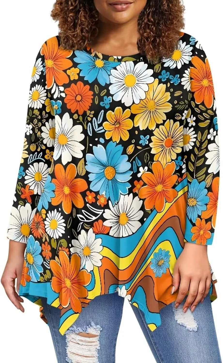 Ystardream Plus Size Long Sleeve Tops Women Suitable for Causal Daily