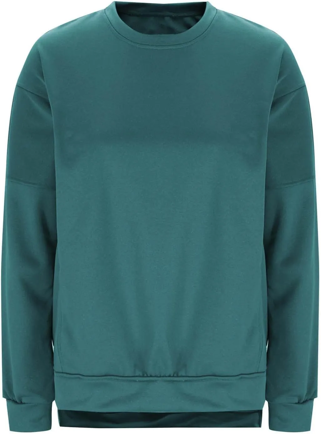 ZDRZK Crewneck Sweatshirts Women Casual Loose Lightweight Thin Fall Outfits Tops Split High Low Hem Long Sleeve Clothes