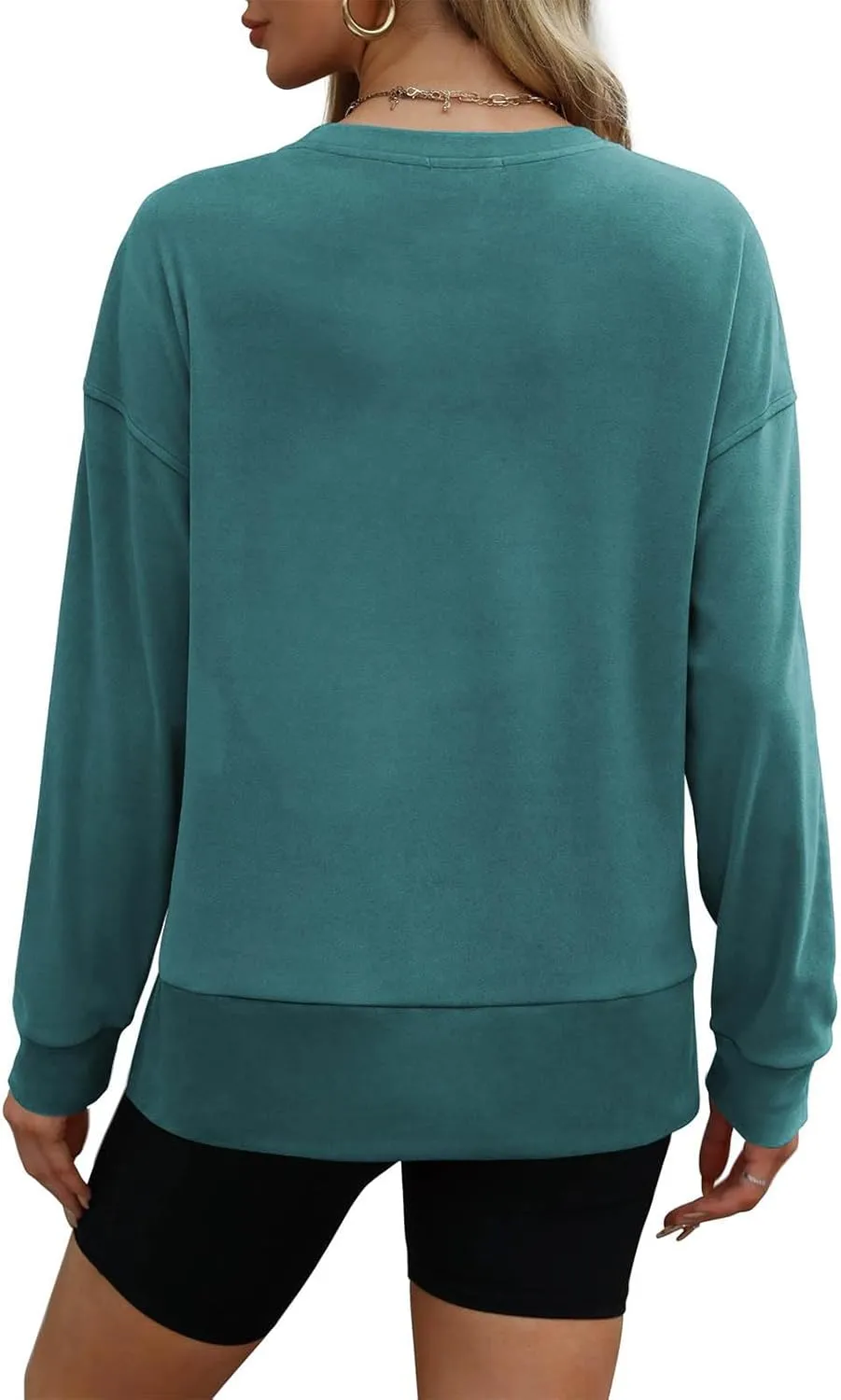 ZDRZK Crewneck Sweatshirts Women Casual Loose Lightweight Thin Fall Outfits Tops Split High Low Hem Long Sleeve Clothes