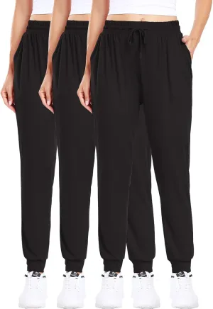 ZENEX 3 Pack Joggers for Women & Women's Sweatpants with Pockets, for Running Yoga Workout Lounge Pants.