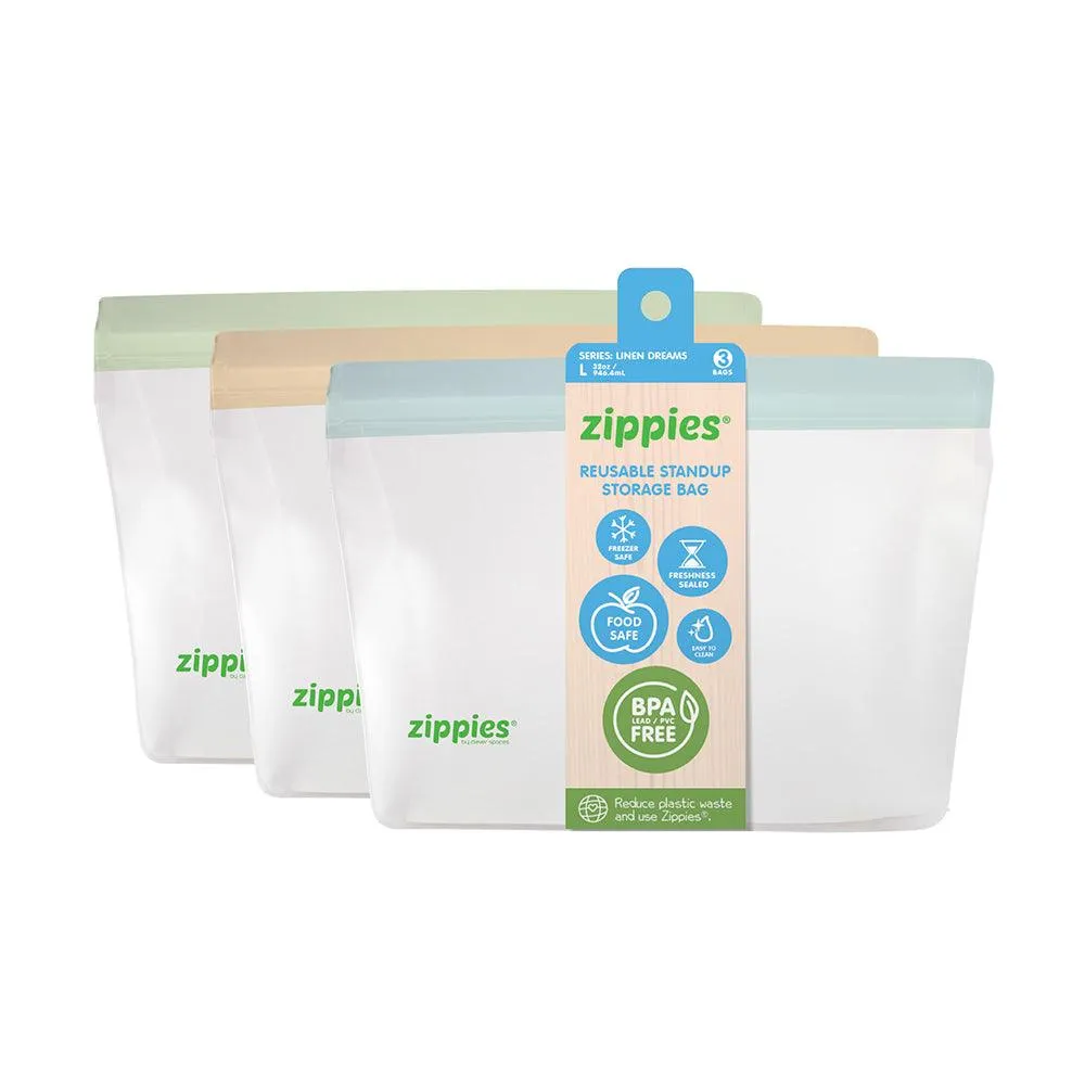 Zippies Color Reusable Bags Linen Dreams